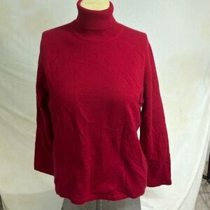 Petite Sophisticate Cashmere Sweater Turtle Neck Red Women Large